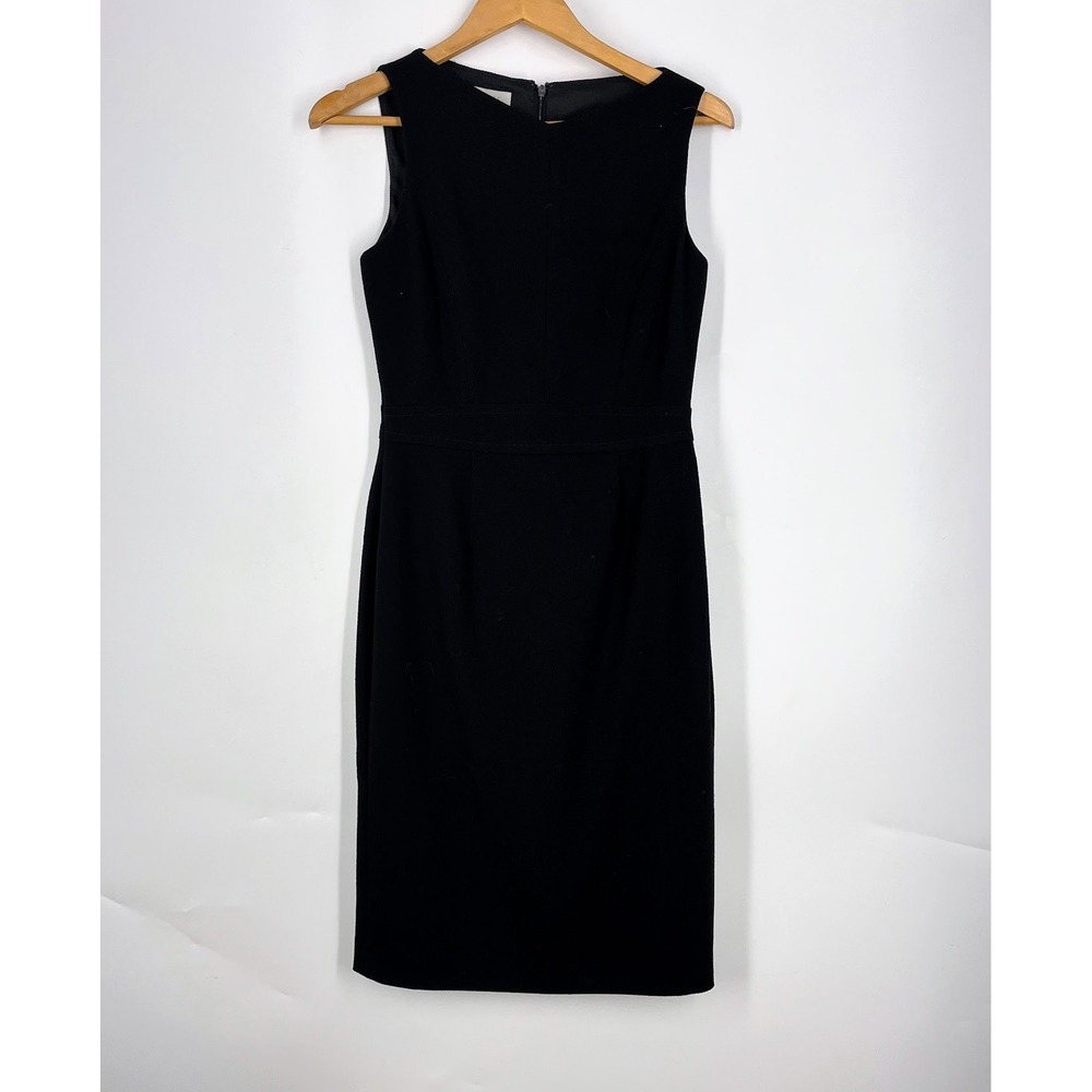 Hobbs London Black Sleeveless Sheath Dress Tailored V-Neck Professional LBD